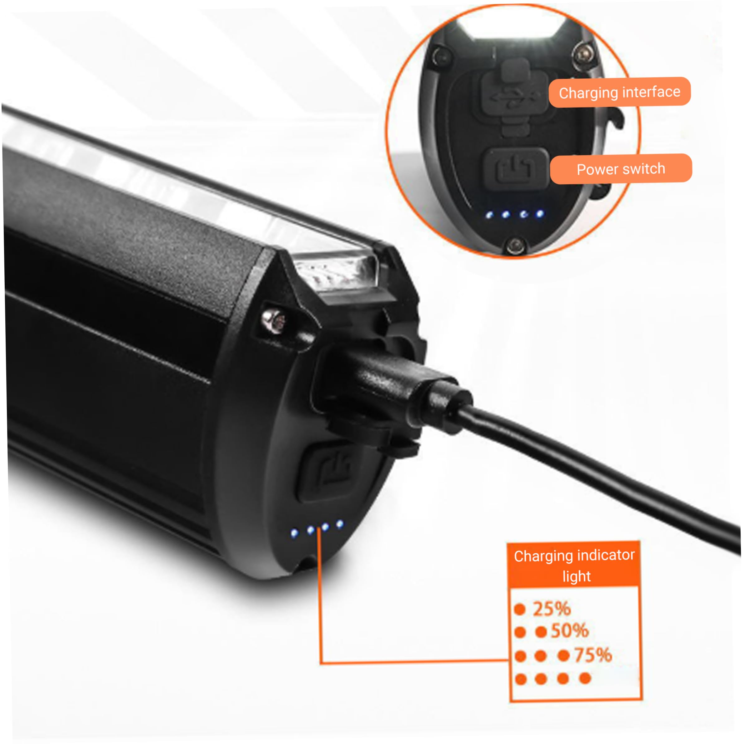 Luz Delantera para Bicicleta, Faro Delantero Recargable para Bicicleta, Barra de aleación de Aluminio de 20000 lúmenes con Accesorios de Carga inversa de 10000mah para Deportes nocturnos.