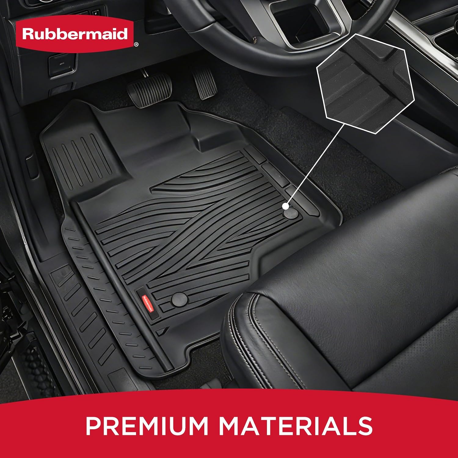 Rubbermaid Car Mats for Ford F-150 2015–2026 & F-150 Lightning 2022–2025 Super Crew Cab (No Fold Flat Storage) | Custom Fit All Weather Floor Mat Heavy Duty Car Mat