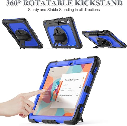 Miniatura 4 de SEYMAC stock Funda para tableta Samsung Galaxy Tab S9S9 FE 5G 2023 con protector de pantalla y soporte para lápiz correa de mano giratoria 360 y