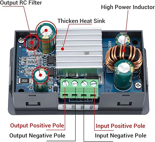 Miniatura 3 de DROK Convertidor Buck Boost, DC 6.0-36V a 0.6-36V 5A 80W regulador de voltaje ajustable pantalla LCD 6V 9V 12V 24V 36V módulo de fuente de