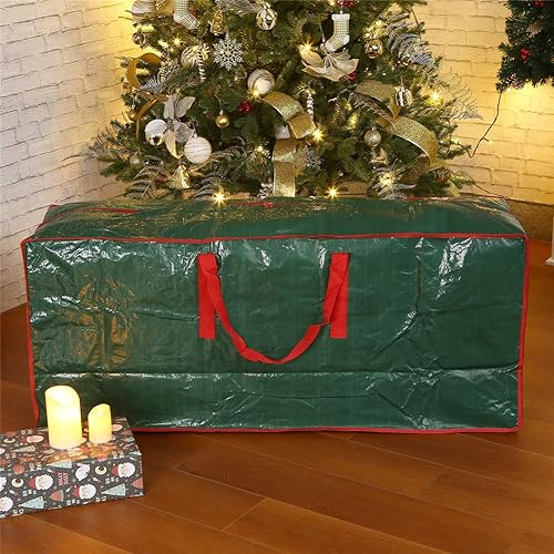 Miniatura 15 de Sattiyrch Bolsa de almacenamiento para árbol de Navidad – Se adapta a árboles desmontados de Navidad de hasta 9 pies con asas reforzadas duraderas