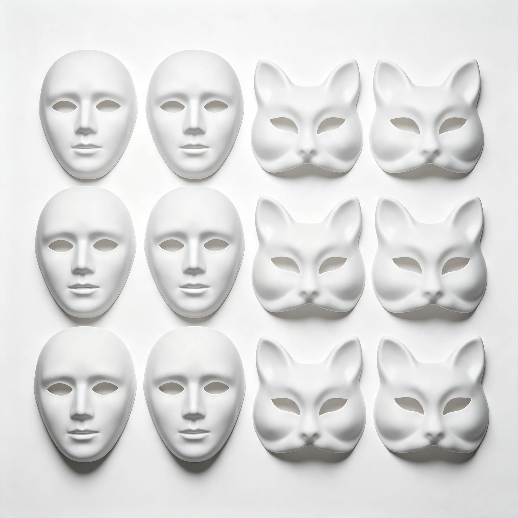 Cretvestsar 12Pcs DIY White Mask, Mens Face Mask, Paper Mask, Masks Costume