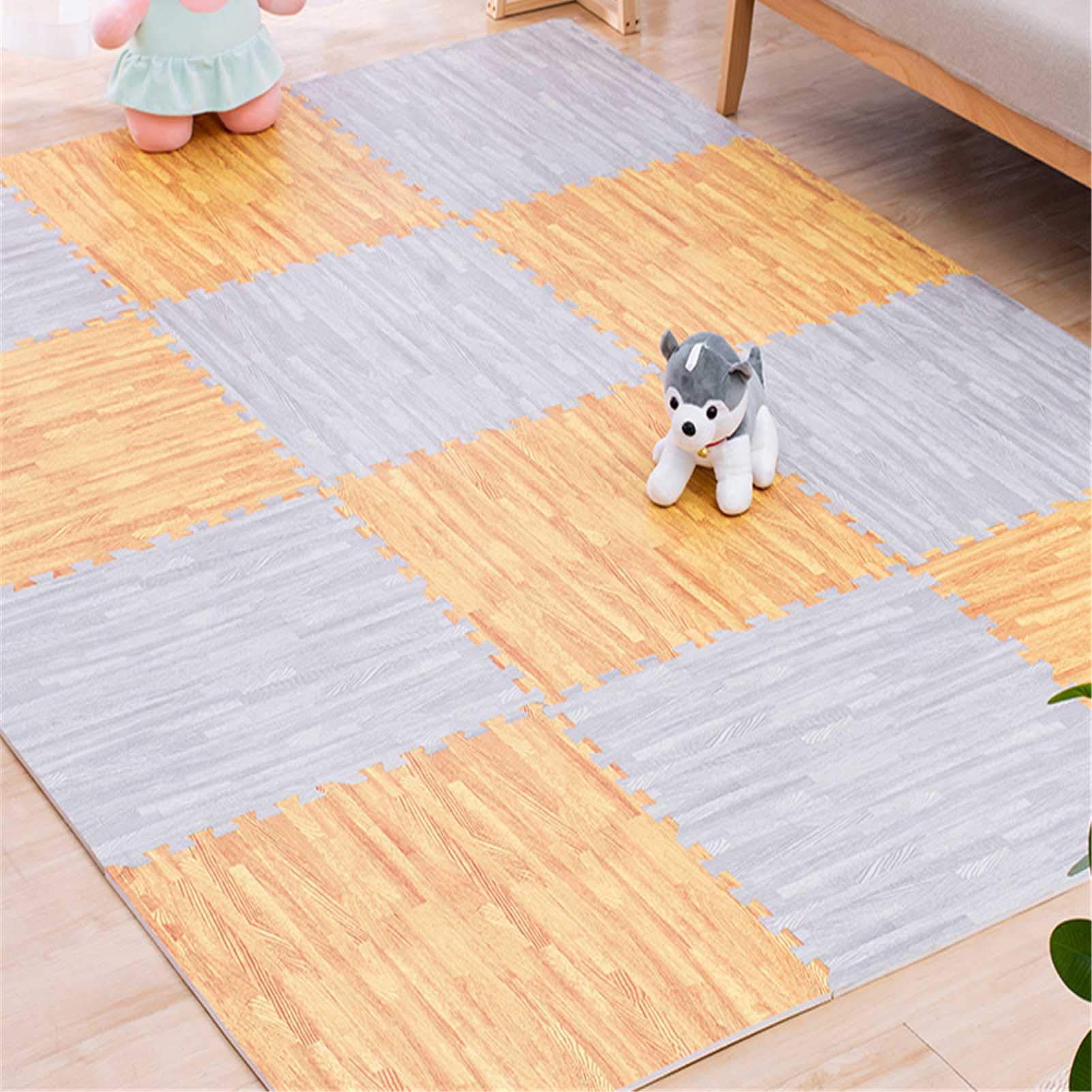 Tappetino da Gioco in Schiuma Ad Incastro, Tappetino Puzzle in Schiuma Eva Morbida - Protezione del Pavimento, per Sala Giochi Yoga per Esercizi in Garage,Gray+Khaki,10