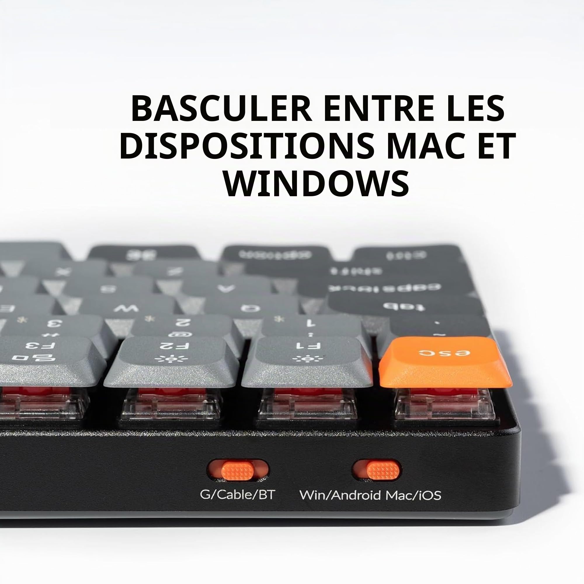Keychron K17 Max Clavier Mécanique sans Fil Ultra-Fin, Connexion 2,4 GHz/Bluetooth/Filaire, Programmable avec QMK et Lancher, Rétroéclairage Blanc, Commutateurs Rouge pour Mac/Windows (FR Layout)