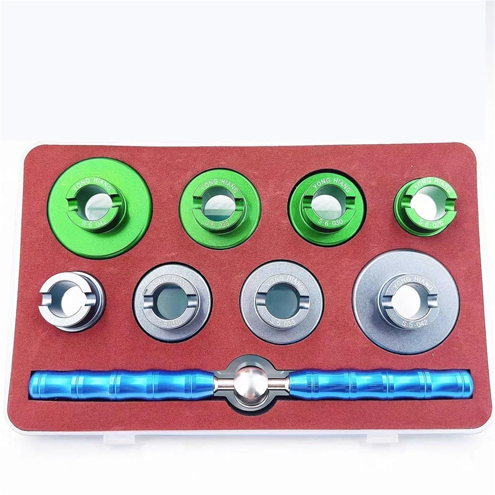 9 Uds. De Herramientas for reparación de Relojes, abridor Caja Reloj, Troqueles 6 Pines y 5 for Cajas 20mm-42mm, ranurados para Relojes
