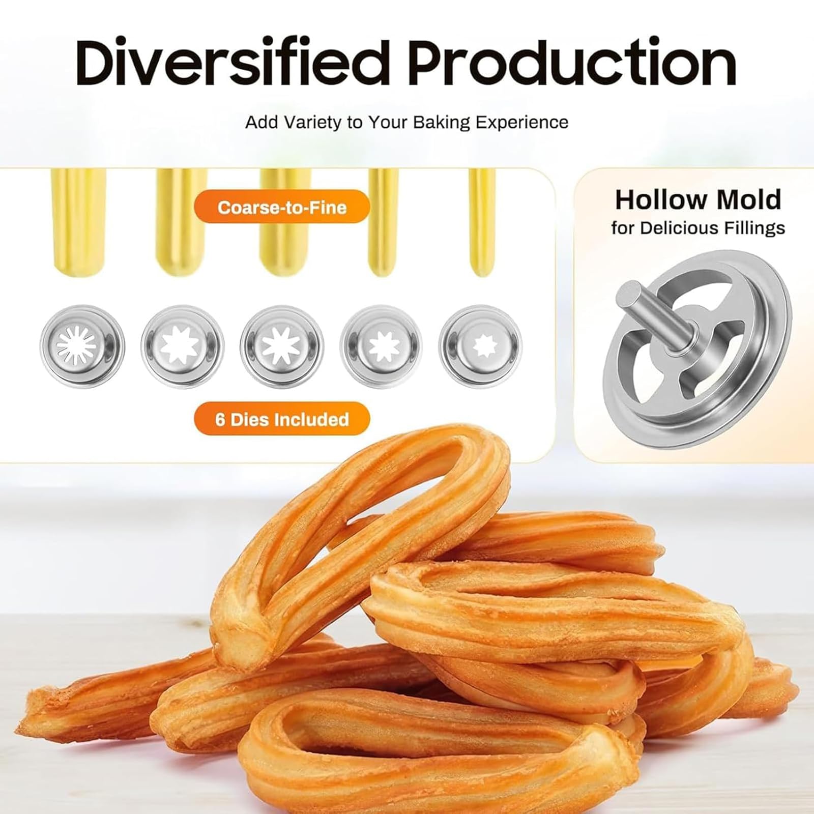 Máquina Comercial Para Hacer Churros Con 5 Boquillas De Alta Resistencia, Acero Inoxidable, Capacidad 2 L/3 L, Para Y Relleno