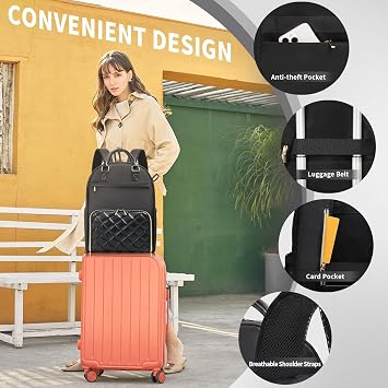 Jetviivid Lunch Backpack for Women, Laptop Backpack 15.6 Inch with Insulated Cooler Lunch Bag, 2-IN-1 Work Bag for Business Office Teacher Nurse Picnic Camping Travel College, Black