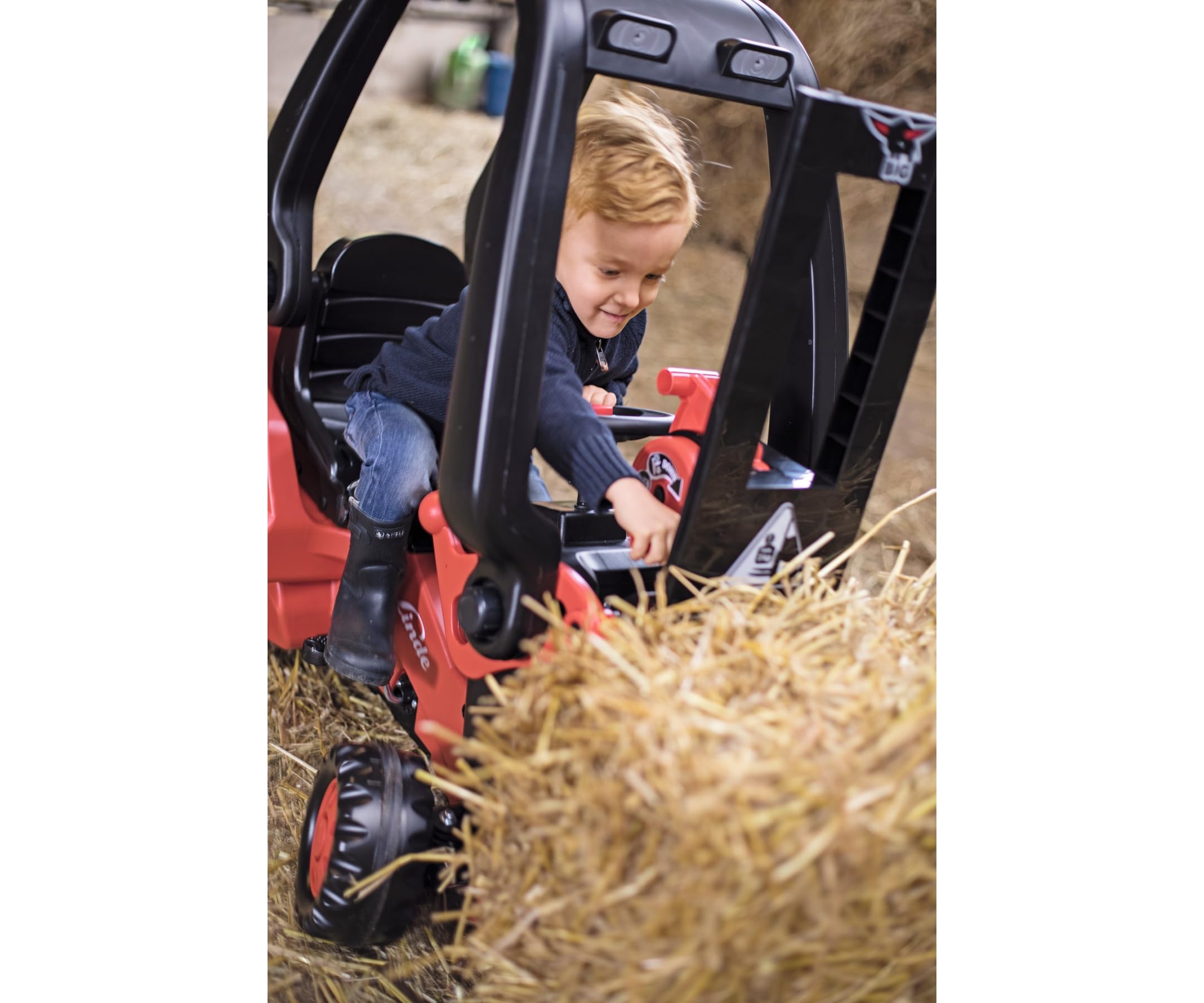 Big - Linde Forklift - Kindergabelstapler, Spielfahrzeug mit Präzisionskettenantrieb, Verstellbarer Sitz, bis 50 kg, Linde Lizenz, für Kinder ab 3 Jahren