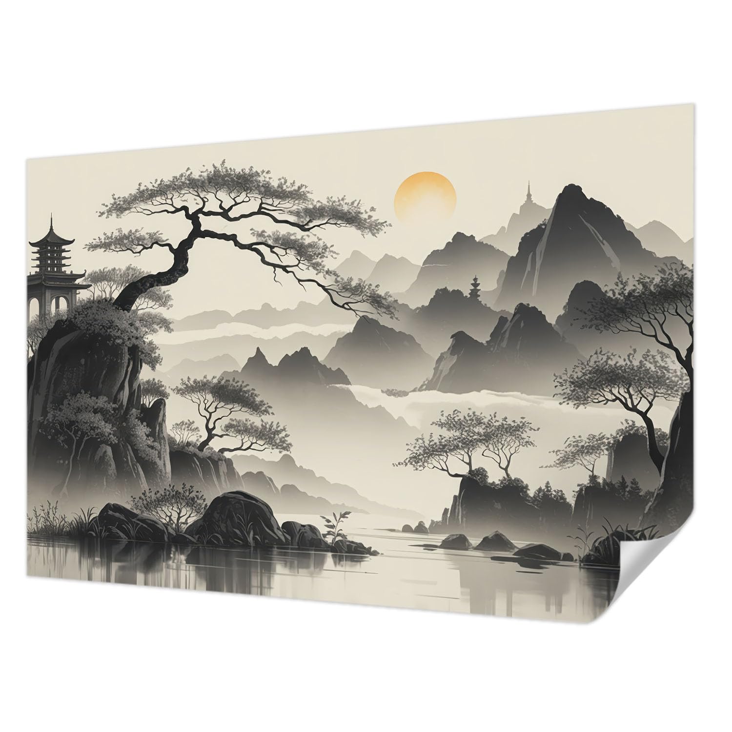 Papier peint photo autocollant 104x70 cm motif paysage oriental Tulup