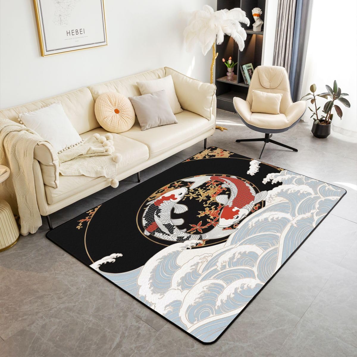 Homewish Dywaniki do salonu z japońskimi rybami koi 100 x 150 cm