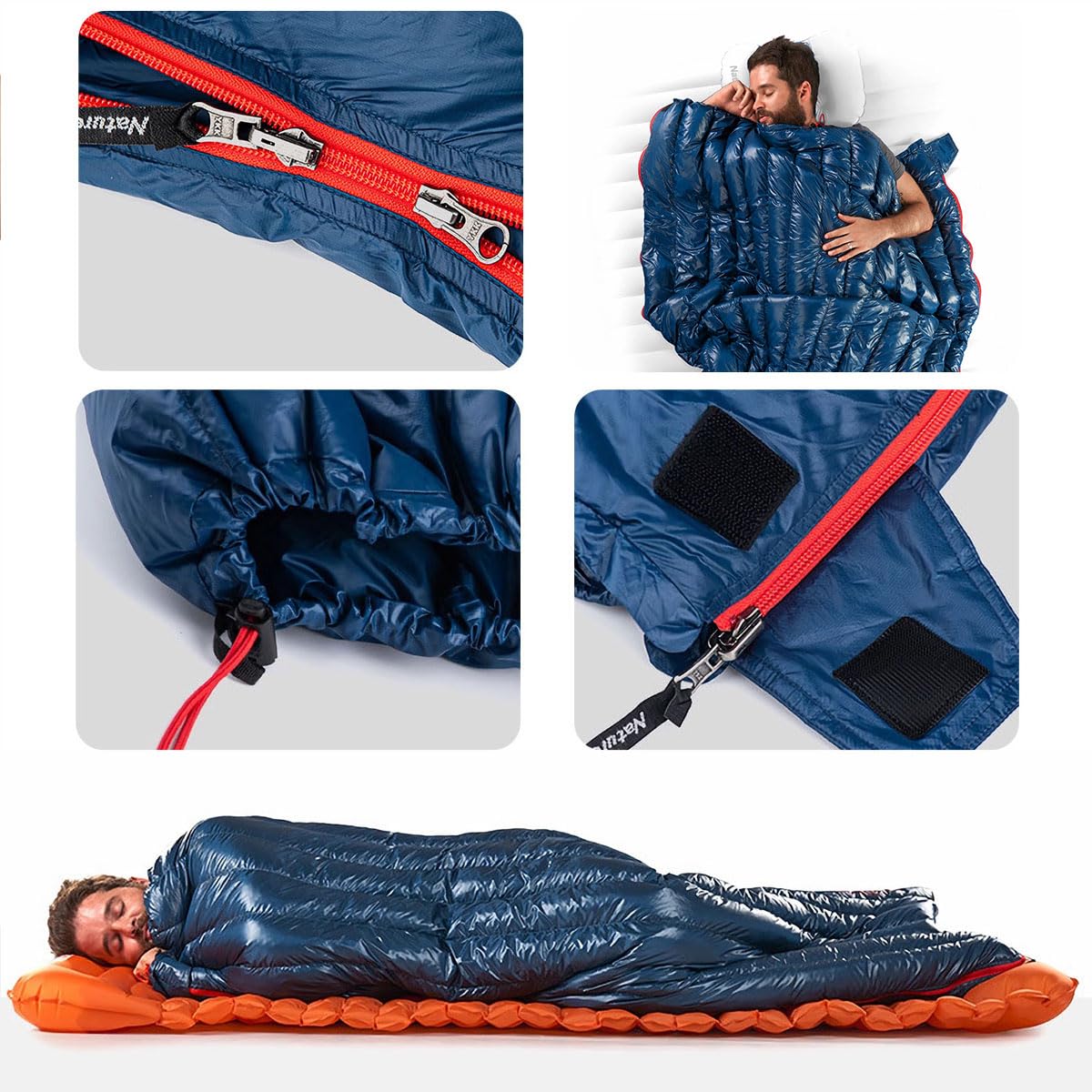 Amazon.co.jp: Naturehike 寝袋 封筒型 ダウン 超軽量 撥水 シュラフ 4