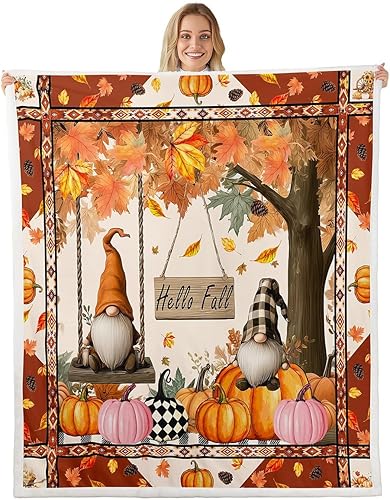 Miniatura 14 de Fall Sunflowers Throw Blanket,Thanksgiving Day Pumpinks Bed Plush Blanket for Living Room Decor,Rustic Geometric Grids Couch Bed Sofa Soft Cozy Kids