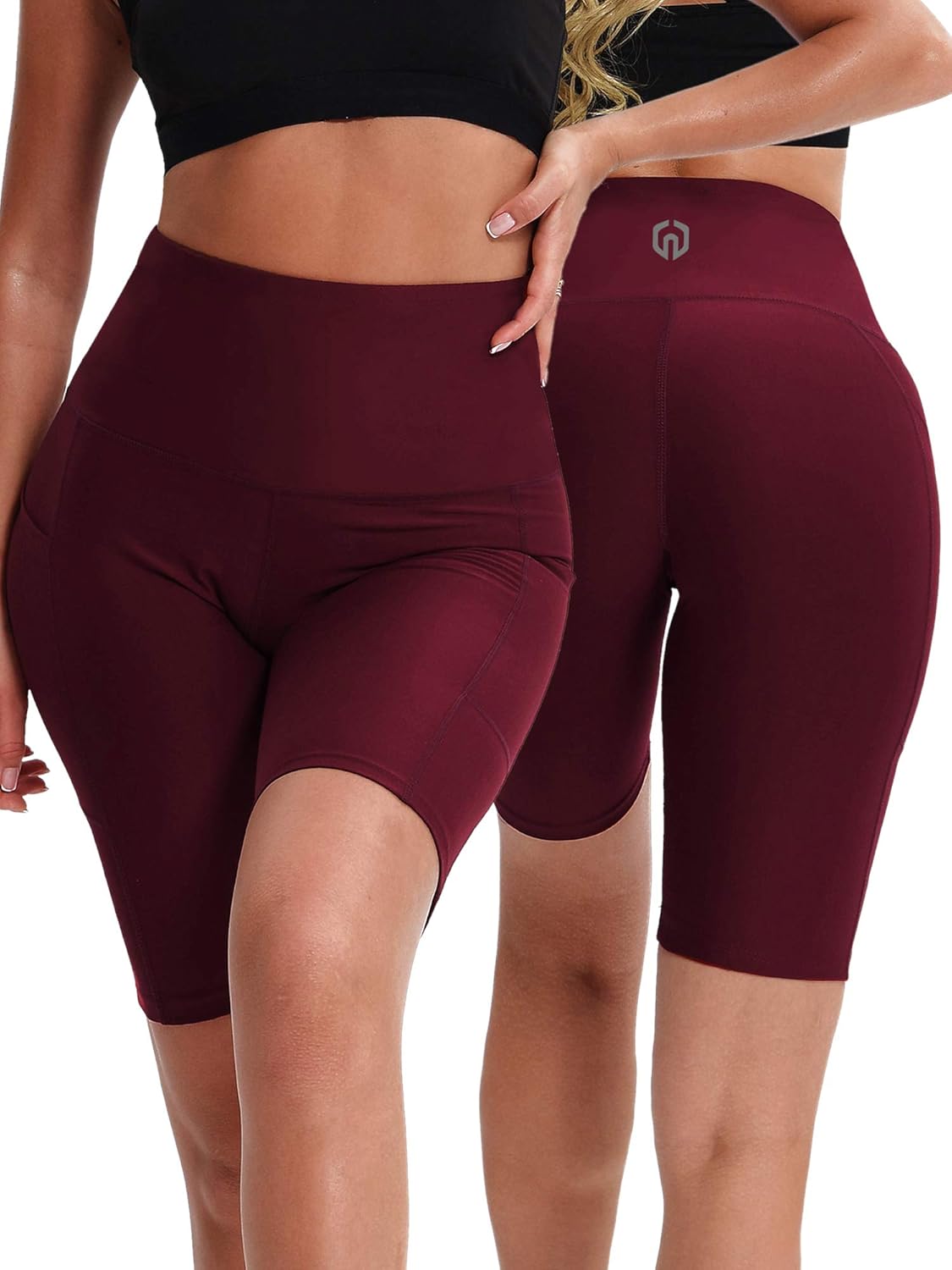 NELEUS Women's 8" Biker Shorts High Waist Tummy Control Workout Running Shorts for Gym Yoga - Image 3