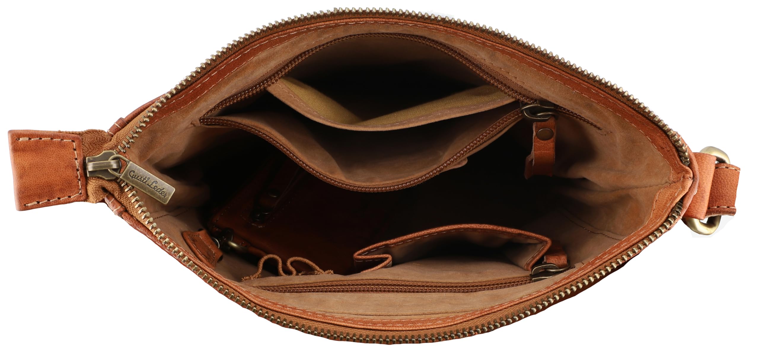 Gusti Leder Umhängetasche - Jaqueline S Vintage Shopper Leder, Crossbody Bag Damen aus echtem Ziegenleder, verstellbarer Riemen, Braun