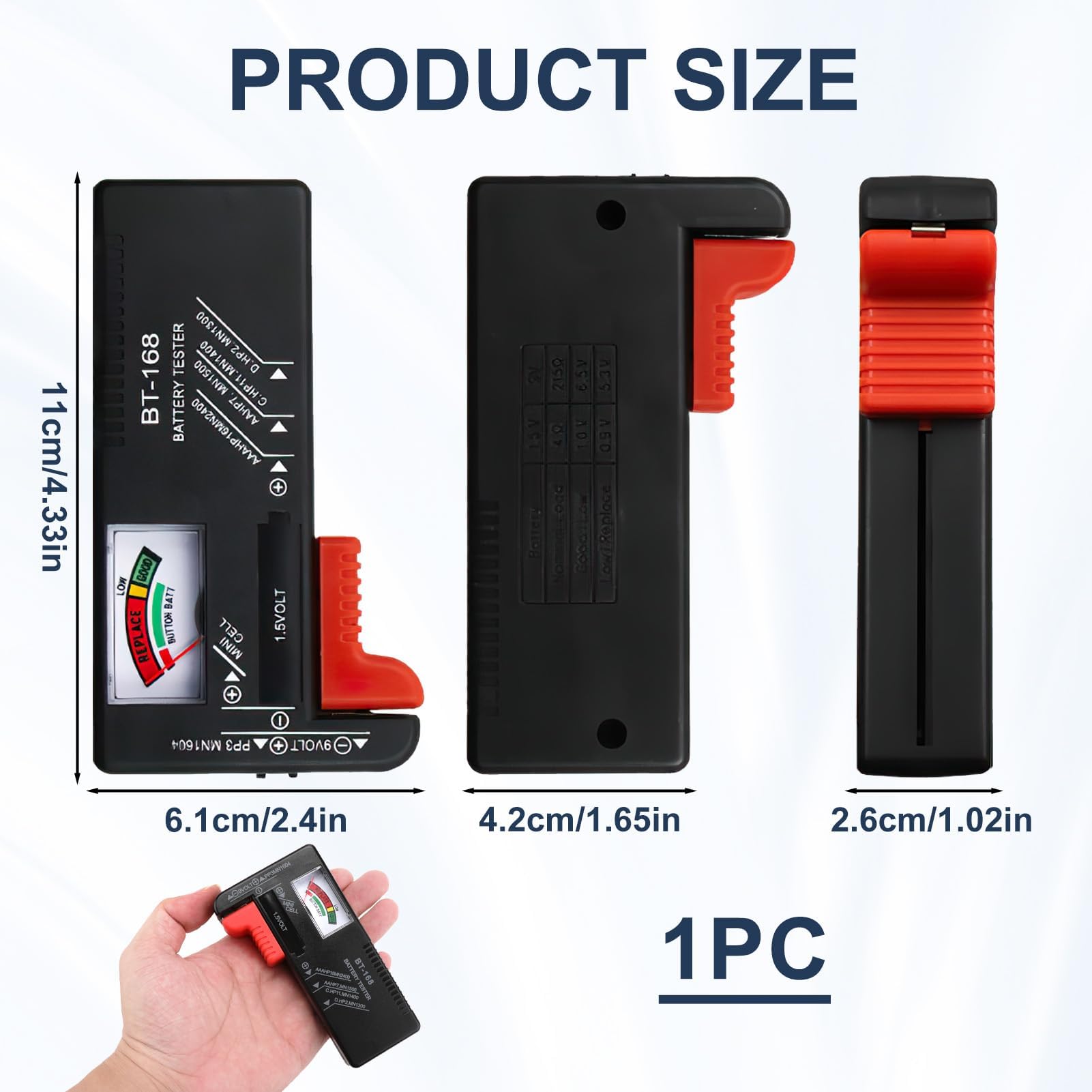 Testeur de Piles Universel pour AA AAA C D 9V Piles Bouton 1.5V Contrôleur de Tension