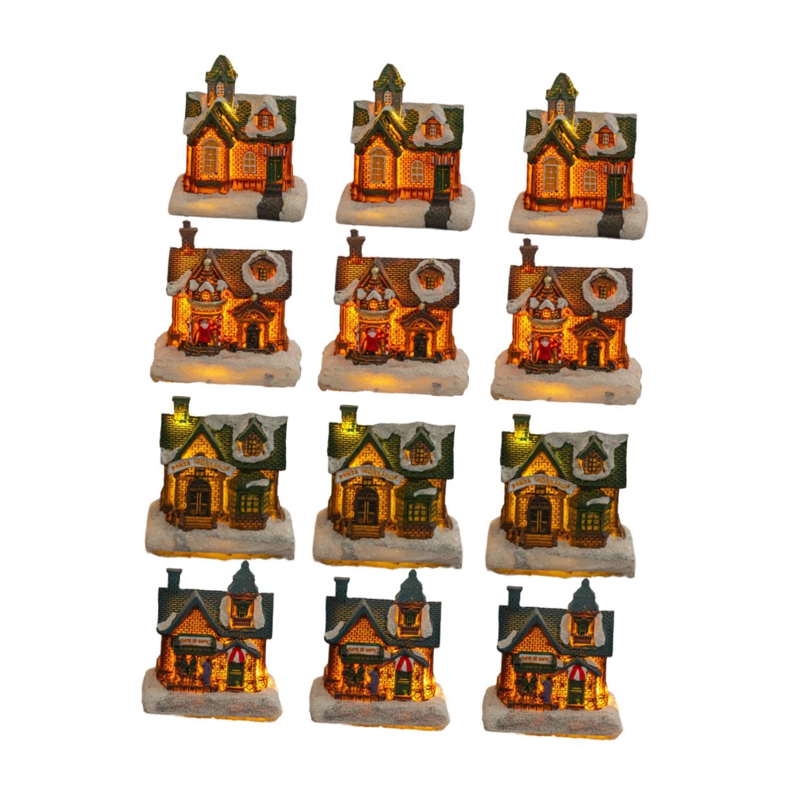 12x Adornos Navideños para Casas de Nieve Decoración Navideña Figura Decorativa Coleccionable Escritorio Fiesta Boda Escultura de