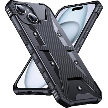 DASFOND Case for iPhone 15 Case with Camera Protection Upgraded Military Shockproof Robust Heavy Duty Bumper Mobile Phone Case Protective Cover for iPhone 15 Black