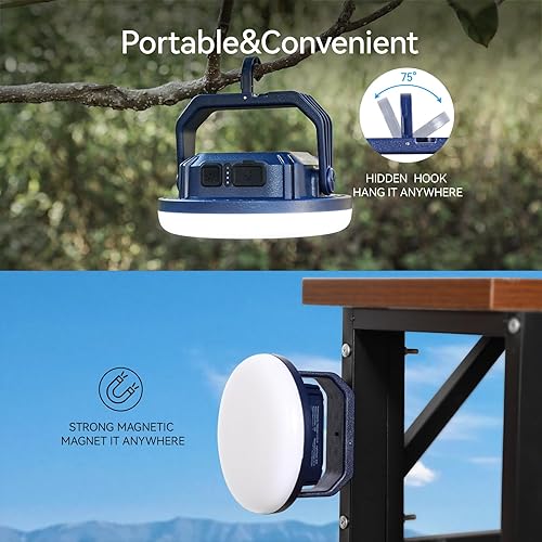 Miniatura 5 de VAVOFO Linterna LED de campamento de 30 W, recargable, 3000 lúmenes, 124 LED con 3 modos de iluminación, luz portátil de tienda de campaña de 7200