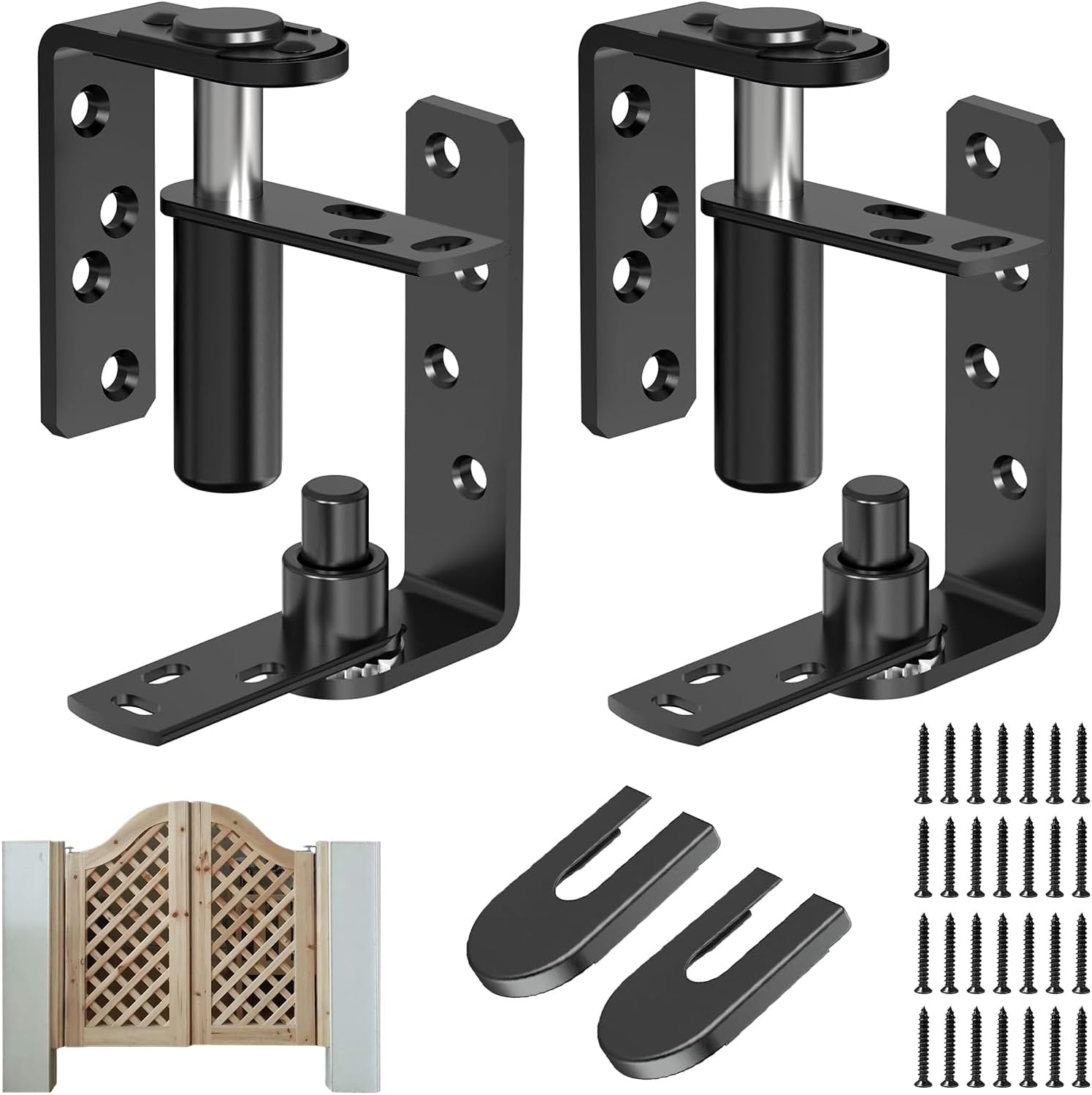 Upgraded Double Swing Hinges 2 Pack - Heavy Duty Self-Closing Saloon & Cafe Door Hinges, 304 Stainless Steel Bar Door Hardware, 44Lbs Load Bearing, Easy Installation for Swinging Doors, Silvery