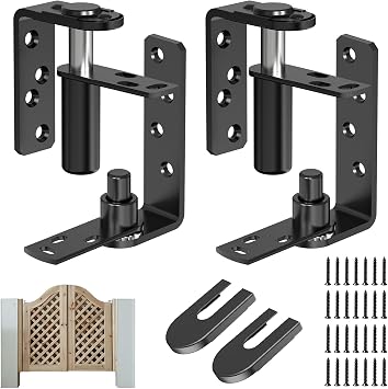 Upgraded Double Swing Hinges 2 Pack - Heavy Duty Self-Closing Saloon & Cafe Door Hinges, 304 Stainless Steel Bar Door Hardware, 33Lbs Load Bearing, Easy Installation for Swinging Doors, Black