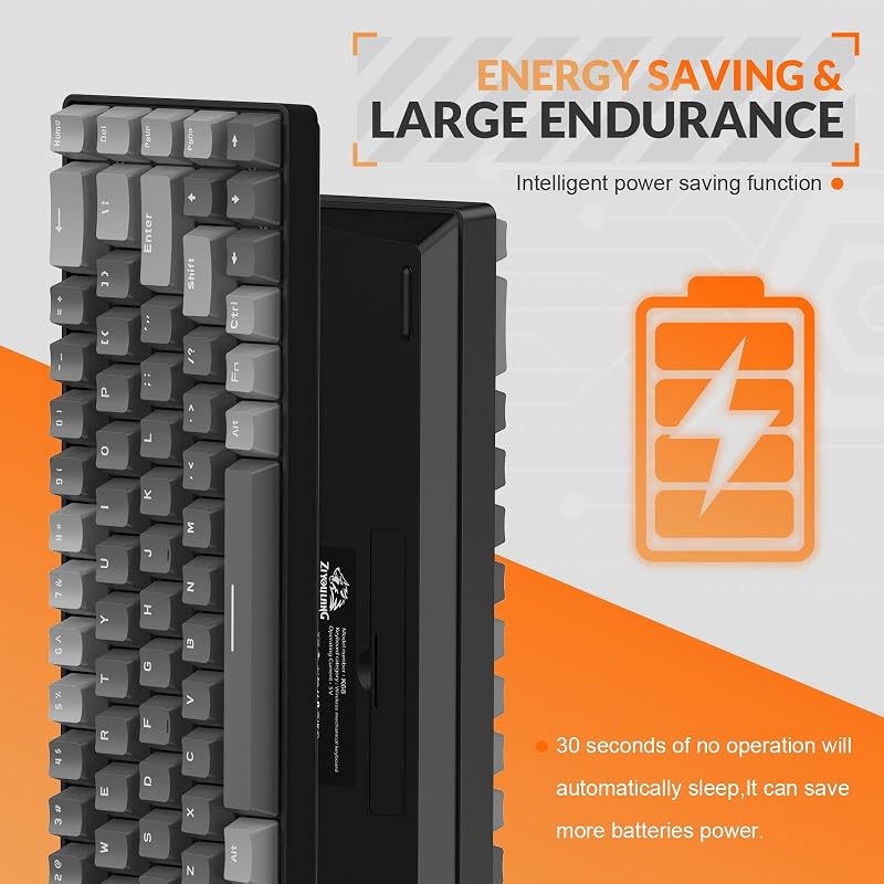 YINDIAO K68 Wireless Mechanikus Gaming Billentyűzet 68 Gomb Bluetooth 2.4GHz Szürke