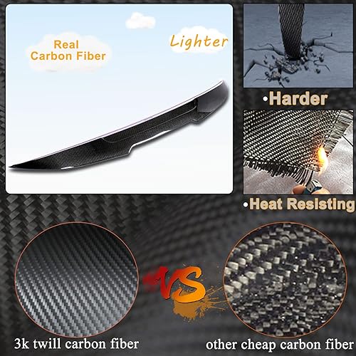 Miniatura 4 de MCARCAR KIT Alerón de maletero de fibra de carbono real compatible con BMW Serie 5 2010-2016 F10 y F10 M5 Sedán, tapa trasera de maletero Highkick