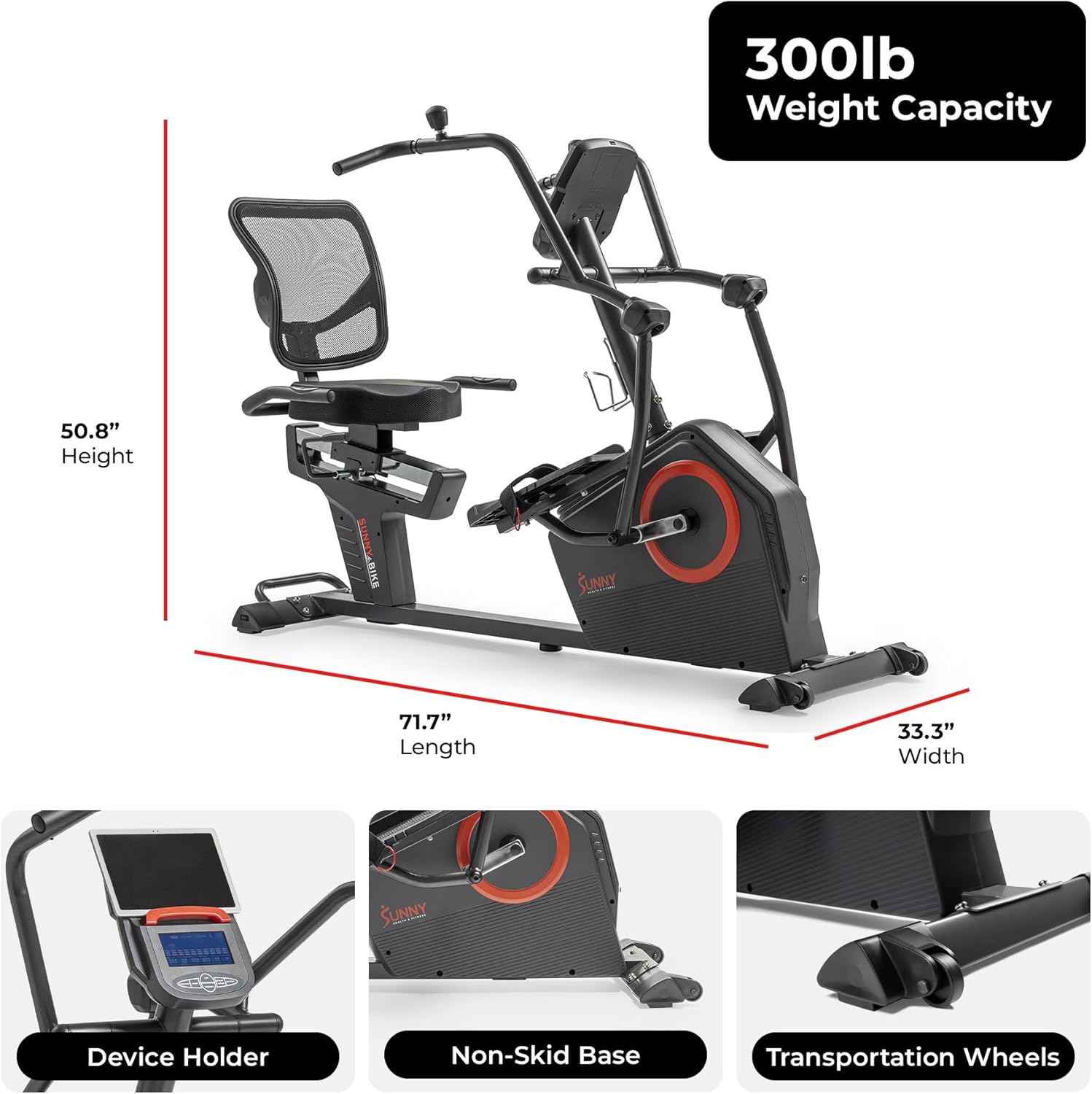 Sunny Health & Fitness Elite Recumbent Cross Trainer & Elliptical Machine with Arm Exercisers for Home Arm/Leg Training, Easy Adjust Seat & Mesh Backrest, Free SunnyFit App Bluetooth Connectivity
