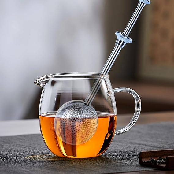Tea Strainer for Loose Tea Stainless Steel Tea Strainer & Tea Filter Set (2 Pieces) - Large Tea Infuser with Telescopic Handle Tea Accessories for Tea Coffee Spices