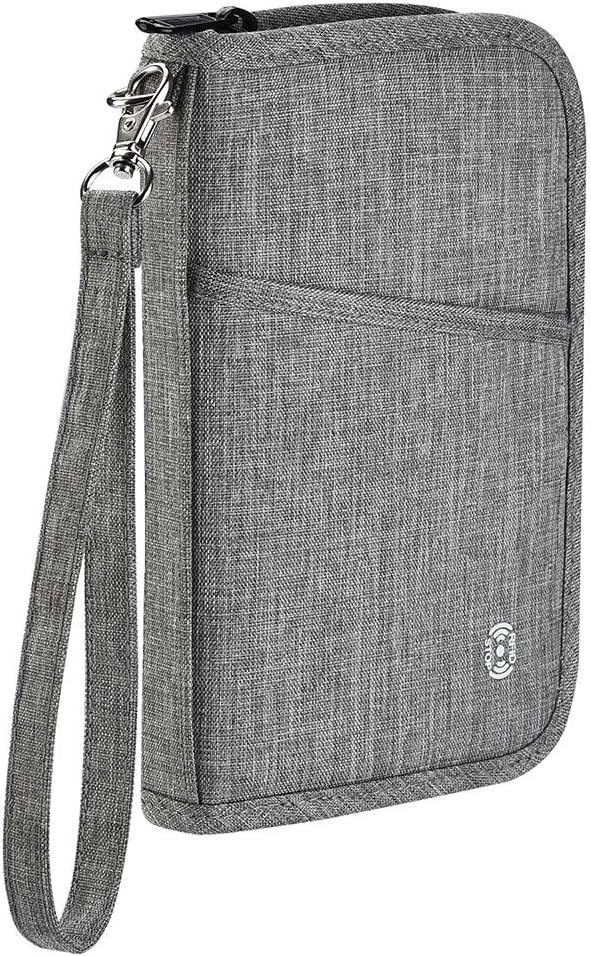 Travel Passport Wallet, Family Passport Holder RFID Blocking Passport Wallet Ticket and Cash Holder Document Organizer with Removable Strap, Passport Pouch for Men & Women