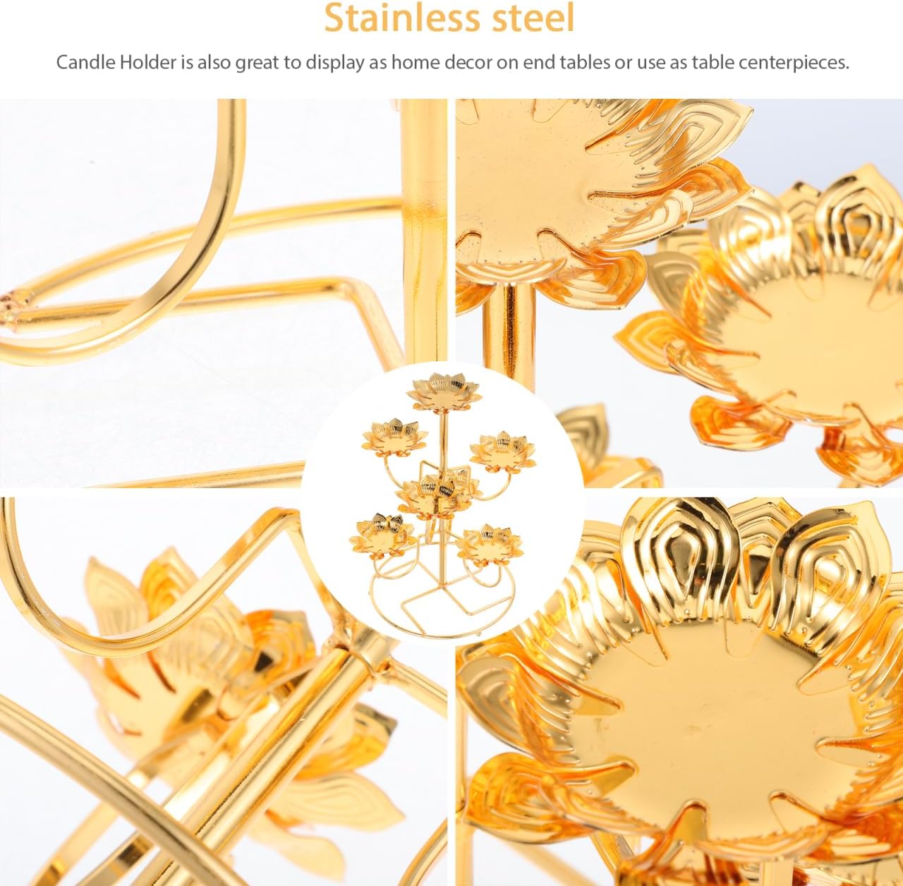 Lotus Candle Holder Set Vintage Metal Tea Light Stand 9.05In Eternal Light Butter Lamp Base 2-Pack Buddhist Temple Decorative Candleholders for Home
