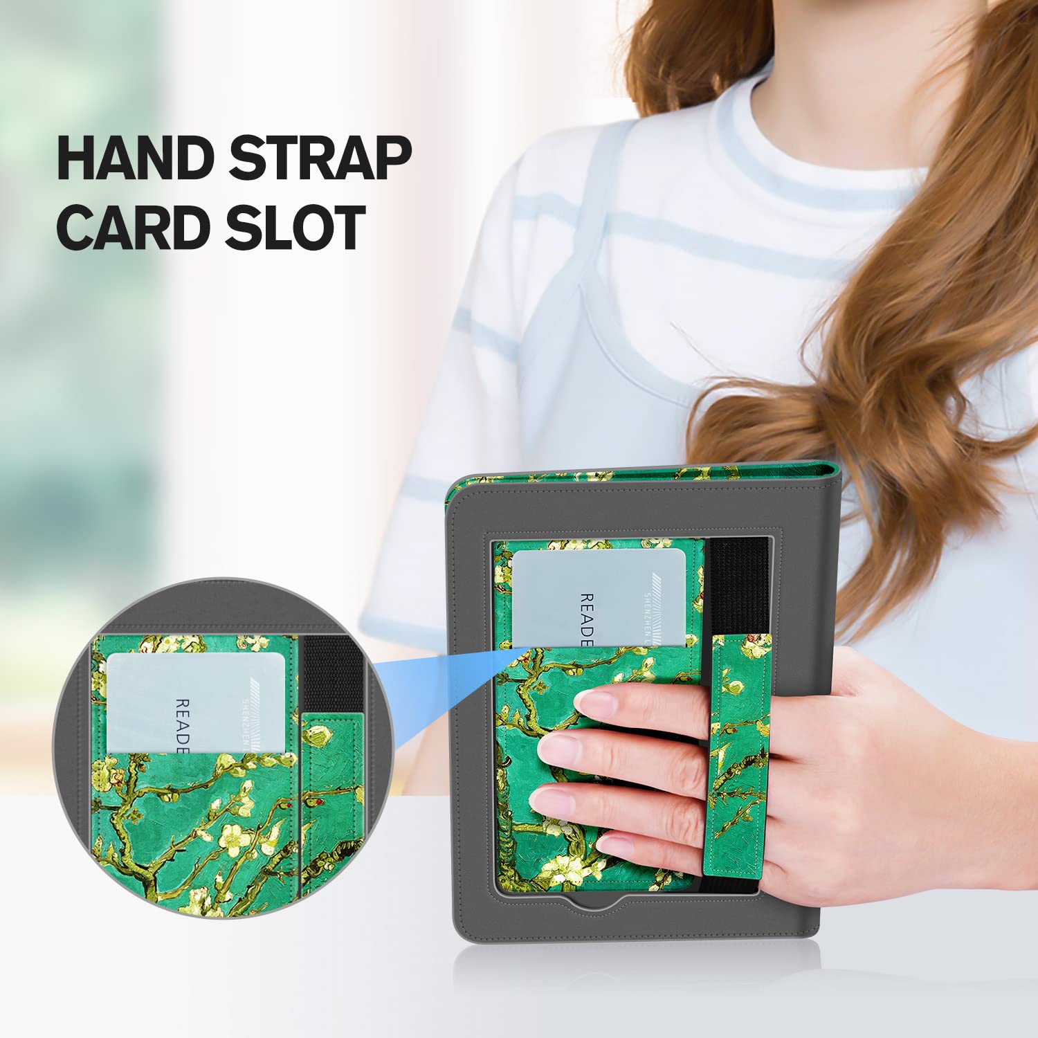 Ayotu Funda con soporte para Kindle Paperwhite de 6.8 pulgadas de 11ª generación 2021/Signature Edition 2021/K&G ShineLight Ereader, funda de piel sintética con correa de mano, soporta encendido y