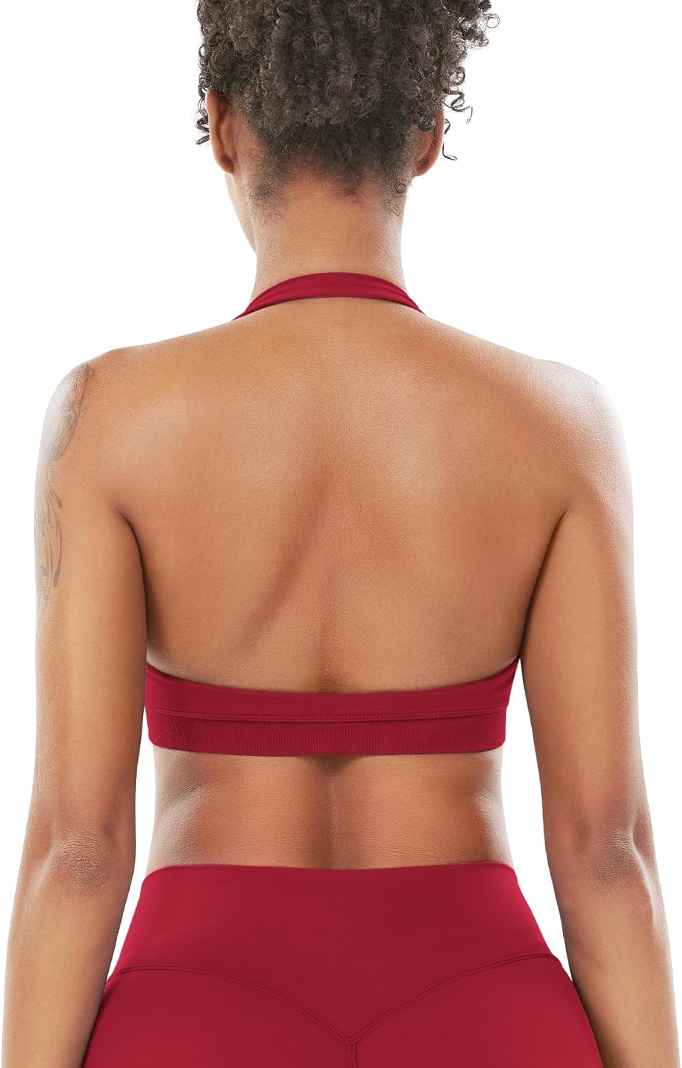 VOYJOY Women Workout Impact Bras Medium Low Support Halter Sports Bras Seamless Open Back Gym Padded Yoga Crop Top - Image 2