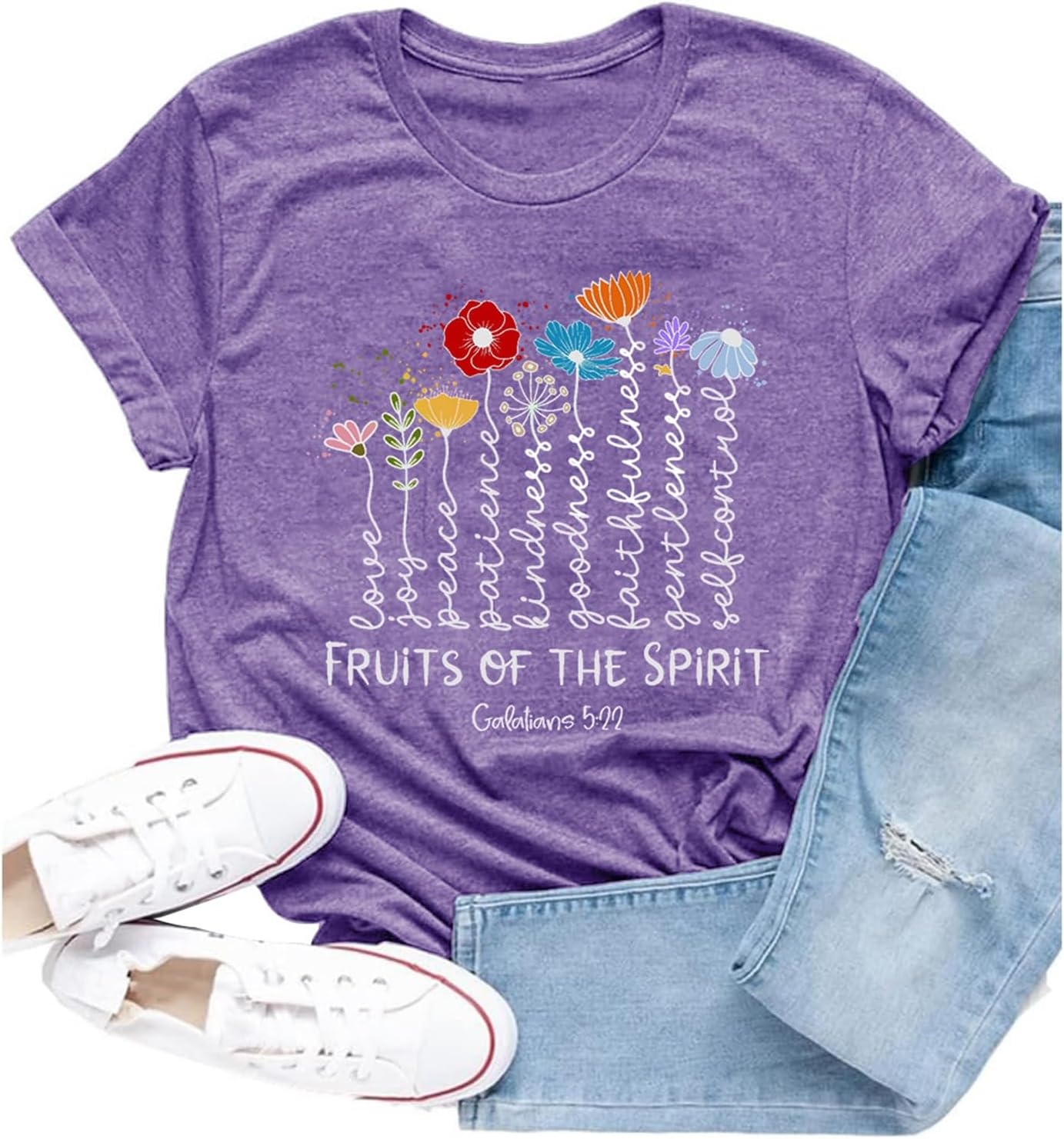 Womens Christian Shirt Fruits of The Spirit T-Shirt Inspirational Faith-Based Bible...
