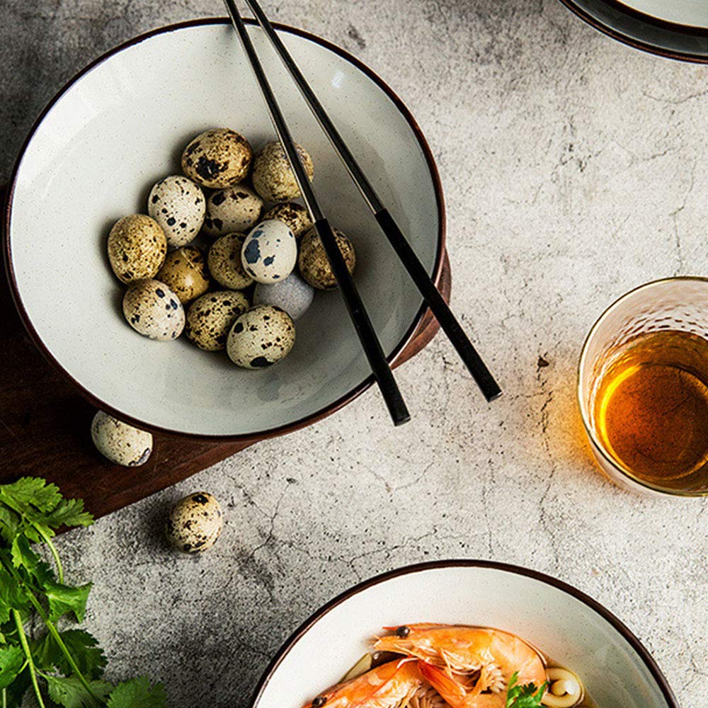Genérico Tazón de Porcelana para Sopa de Fideos Ramen con Palillos y cucharas, 2 tazones japoneses Grandes de 800 ml para Pasta Udon Pho y ensaladas, tazones para Cereales y Fideos.