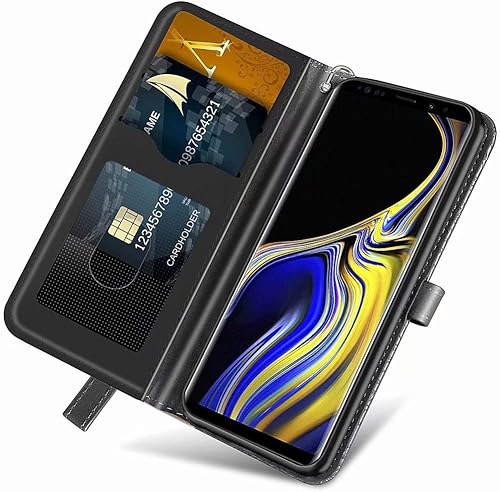 Miniatura 9 de MEUPZZK Funda tipo cartera para Samsung Galaxy Note 9, piel sintética de alta calidad con diseño de árbol en relieve, función atril, ranuras para