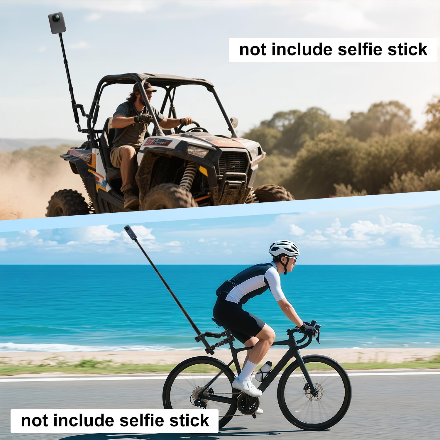 Forte-Dazio Moto Camera Monte Kit compatibile con DJI OSMO 360, OSMO NANO, Universale Doppio Morsetto Manubrio Titolare compatibile con Insta 360 per Bici ATV UTV Barca Equitazione Video(No Bastone)