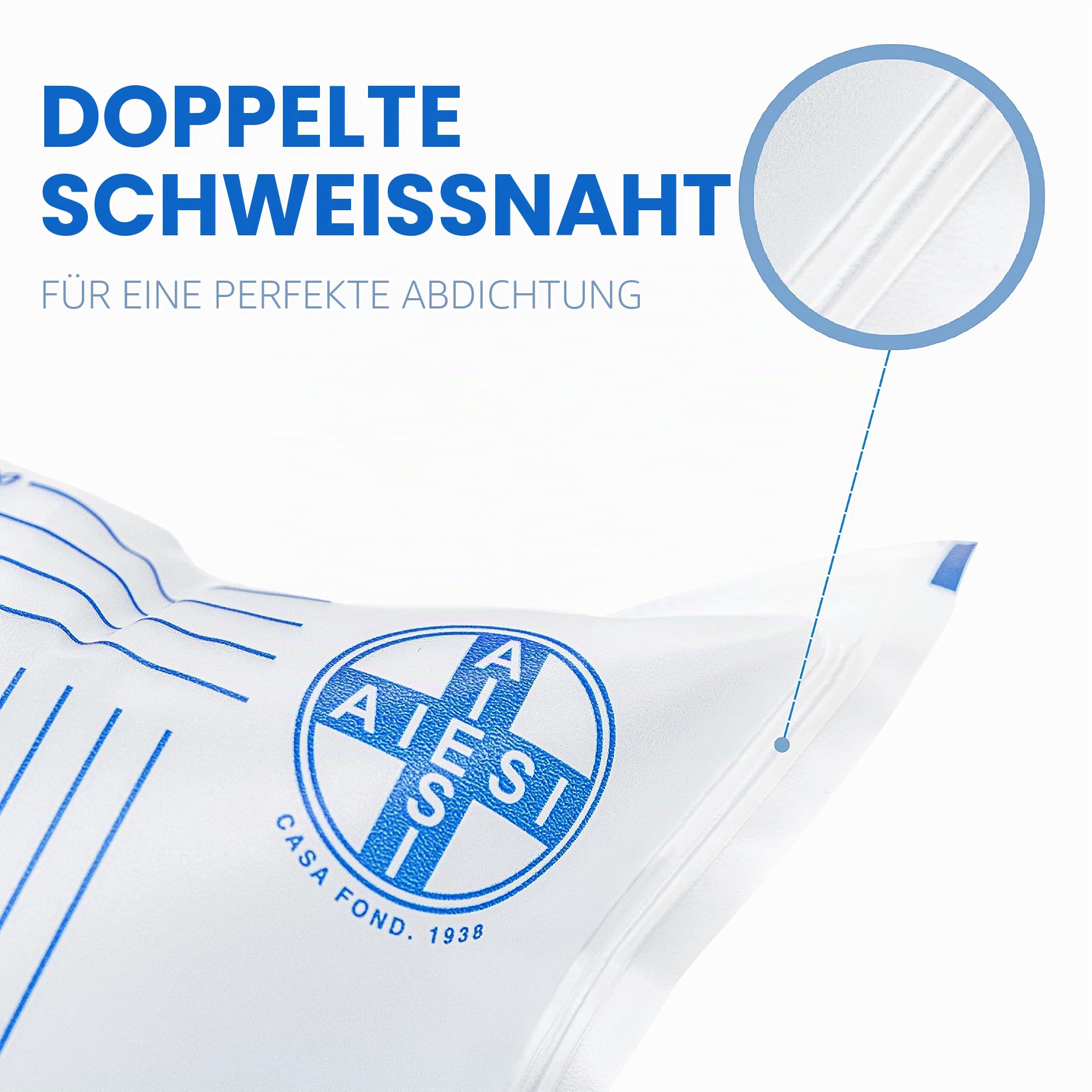 AIESI® Urinbeutel 2000 ml 90 cm schlauch ohne Ablaufventil HOSPIDRAIN (Packung mit 25 stück)