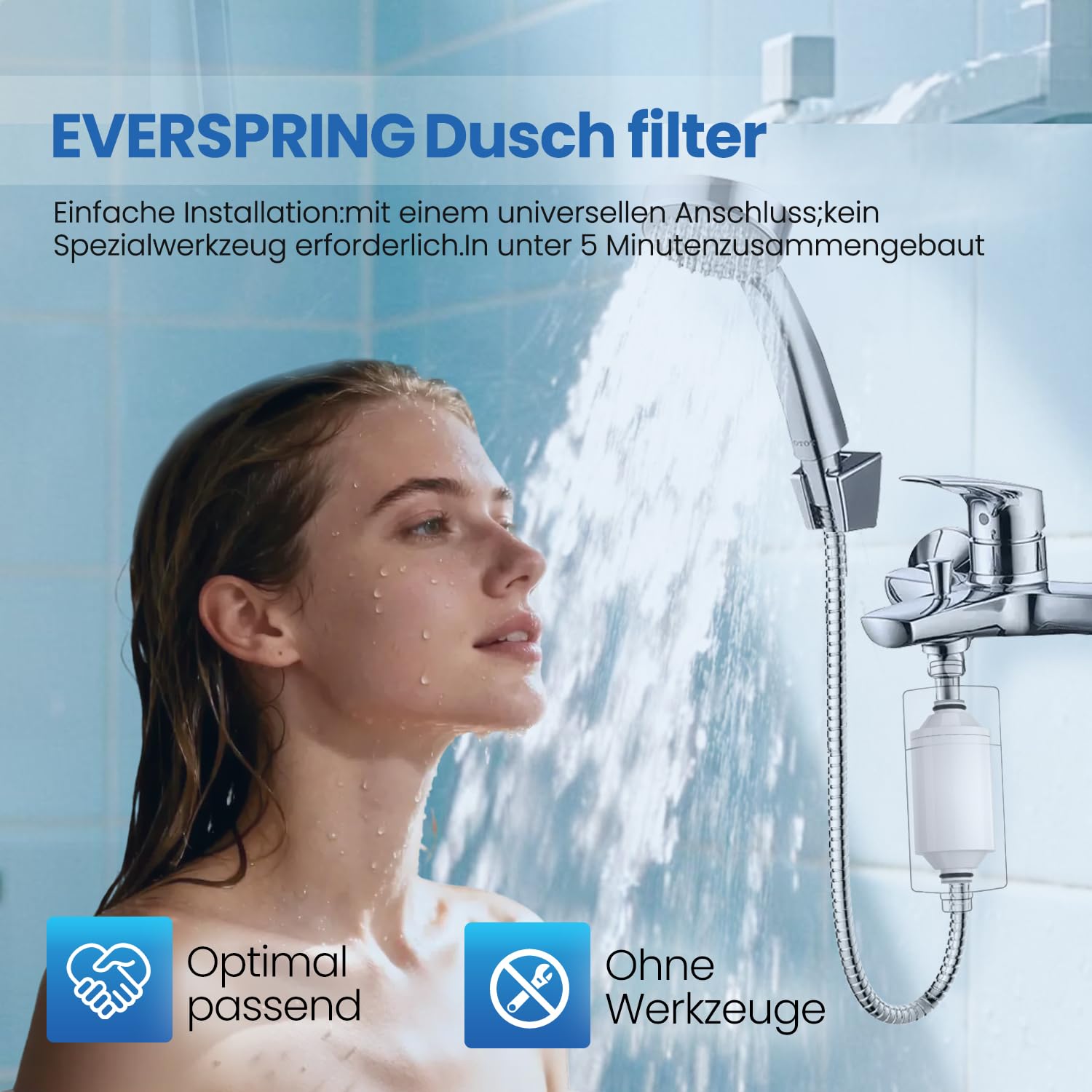 EVERSPRING Wasserduscha-Filterelement – Online-Duschaufbereiter, kompatibel mit Philips Duschfilter AWP175: AWP1775WH / AWP1775CH, 2er-Pack