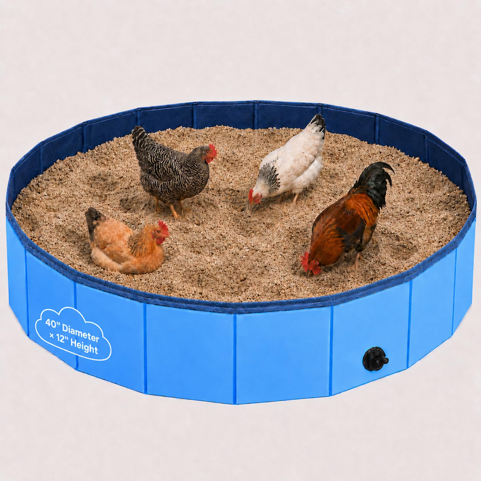 ComiMag 40 inch foldable oversized chicken dust bath tub