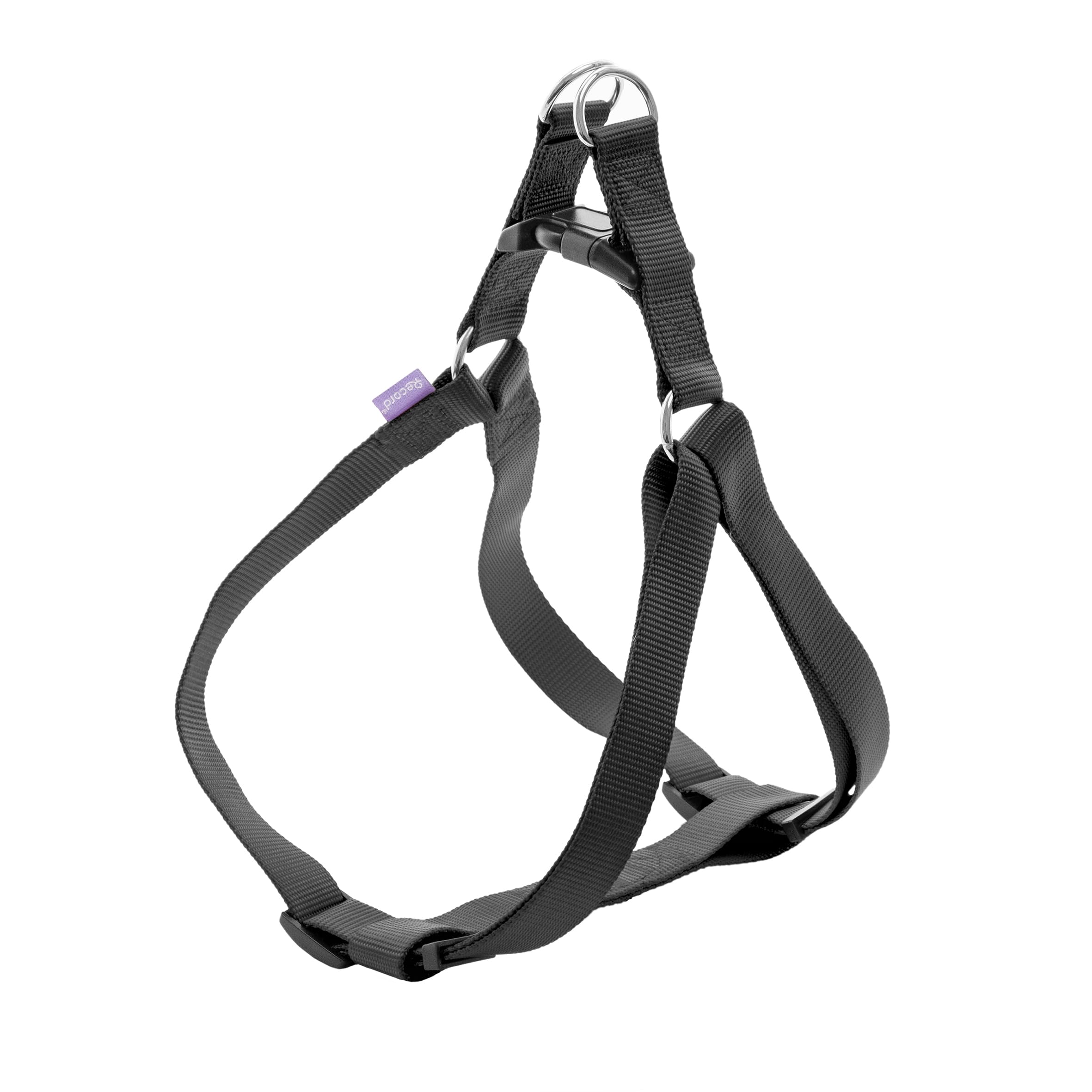 Record - Pettorina per Cani – Realizzata in Morbido Nylon – Dotata di Aggancio Rapido sul Dorso – Doppio Anello di Aggancio in Metallo - Colore Nero – Taglia XL - Circonferenza 56-81 cm