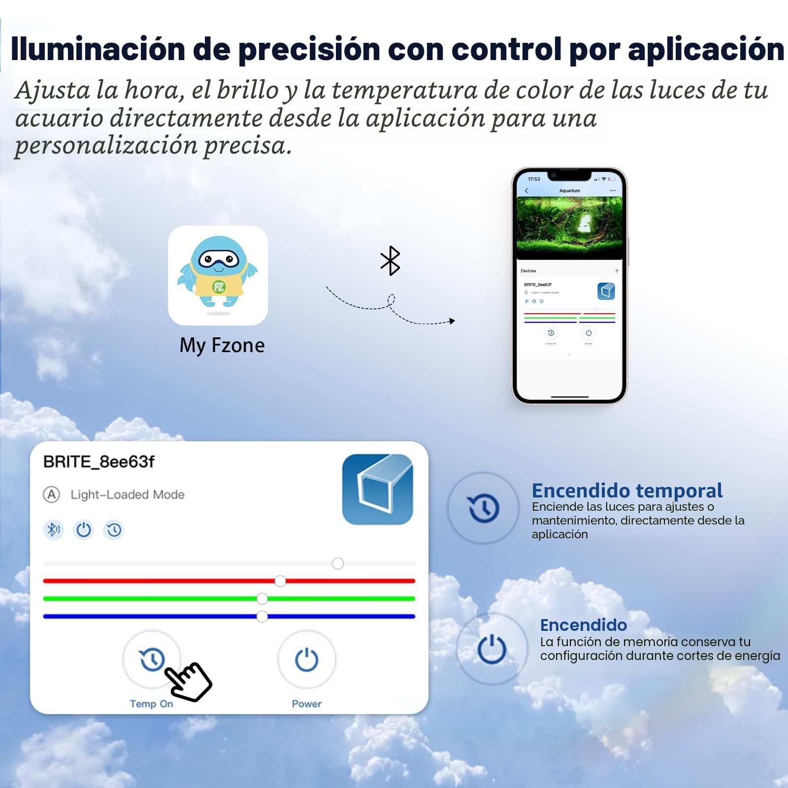FZONE Luz Acuario Con Controllo Tramite APP, Spettro Completo Per Acquari Piantumati Da 47-55'', Timer Alba/Tramonto, 72W (Light120 | For 47.2-55.1 inch tank)