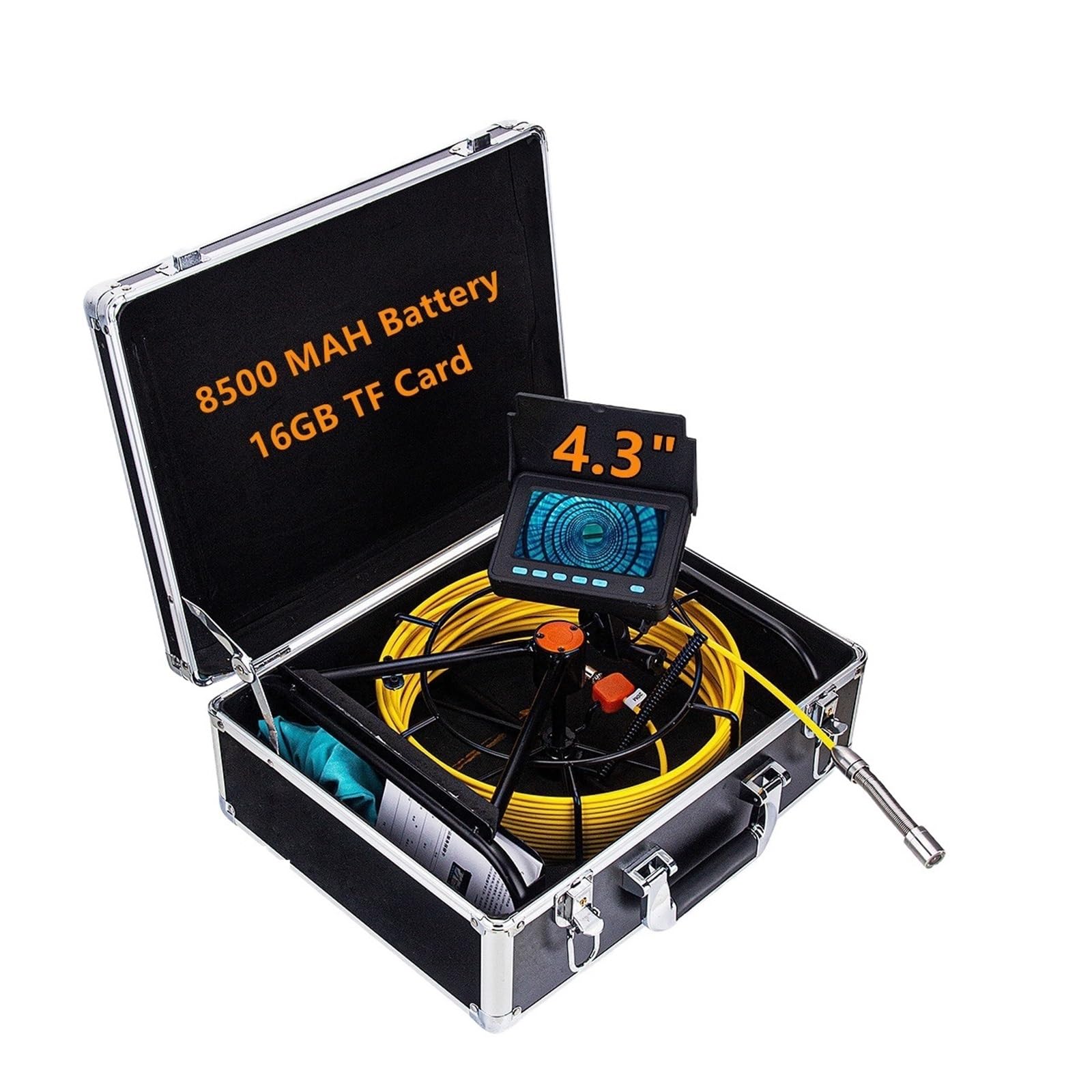 Sewer Camera, Piping Endoscope Cameras 4.3in HD 16GB DVR Monitor,10M-50M IP68 Industrial Drain Sewer Pipe Inspection Camera(50m,NO DVR 17mm)