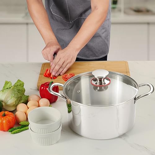 Miniatura 8 de Onader Olla de acero inoxidable 1810 olla de cocina de 8 cuartos con tapa olla de inducción de tres capas