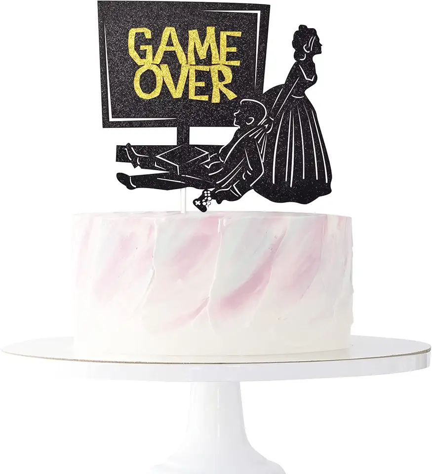 Game Over Cake Topper for Wedding Party Decorations,...