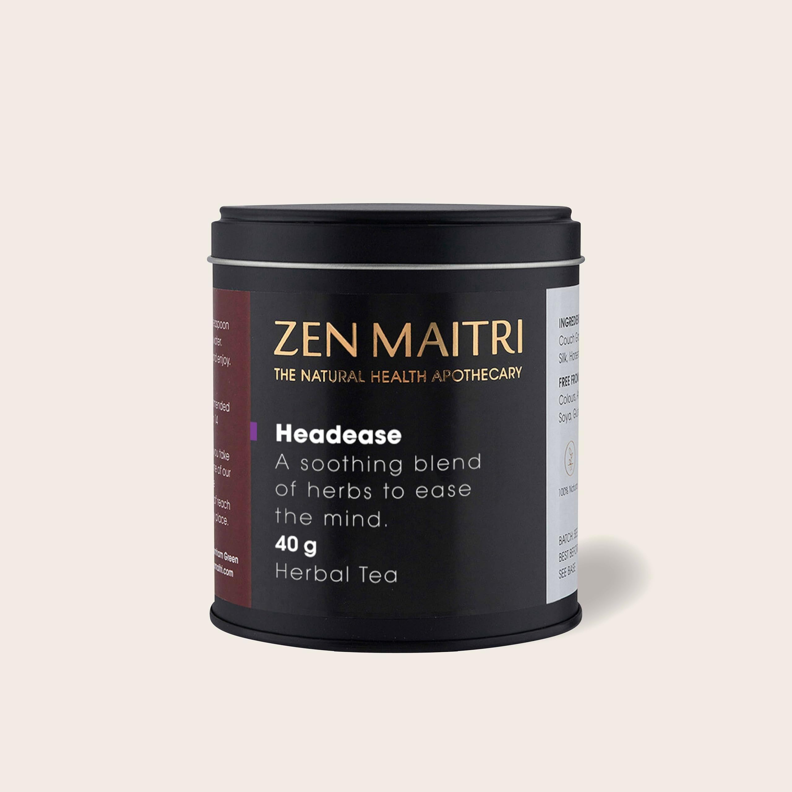 Headease Herbal Tea Natural Relief for Headaches & Migraines | Zen Maitri Herbal Tea Blend Crafted by Medical Herbalists | (40g)