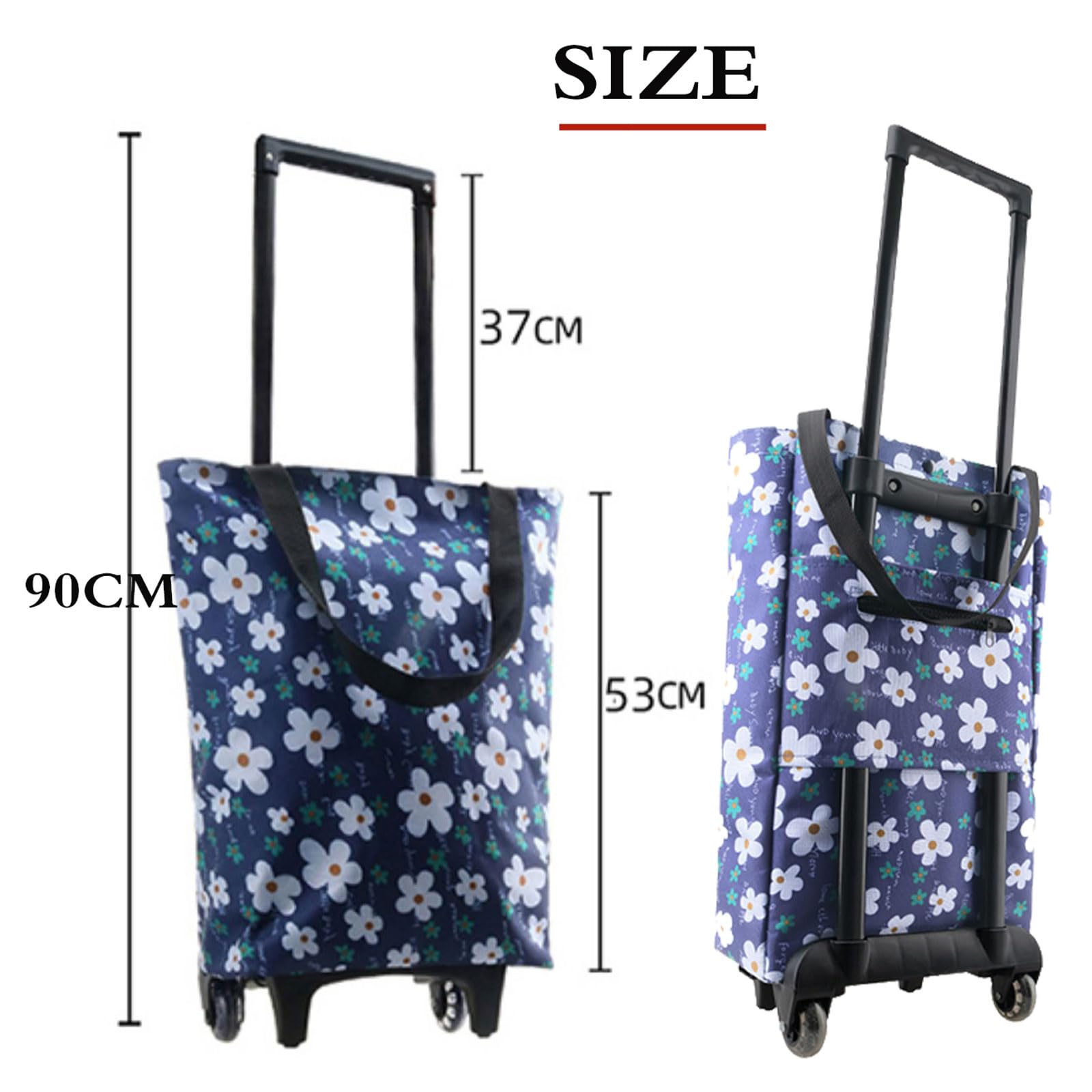 Borsa Shopping telescopica con Ruote,Sacchetti riutilizzabili per la Spesa con Ruote,Borsa per Carrello Spesa,Borsa per la Spesa 2 in 1,Impermeabile,per Viaggio e Supermercato