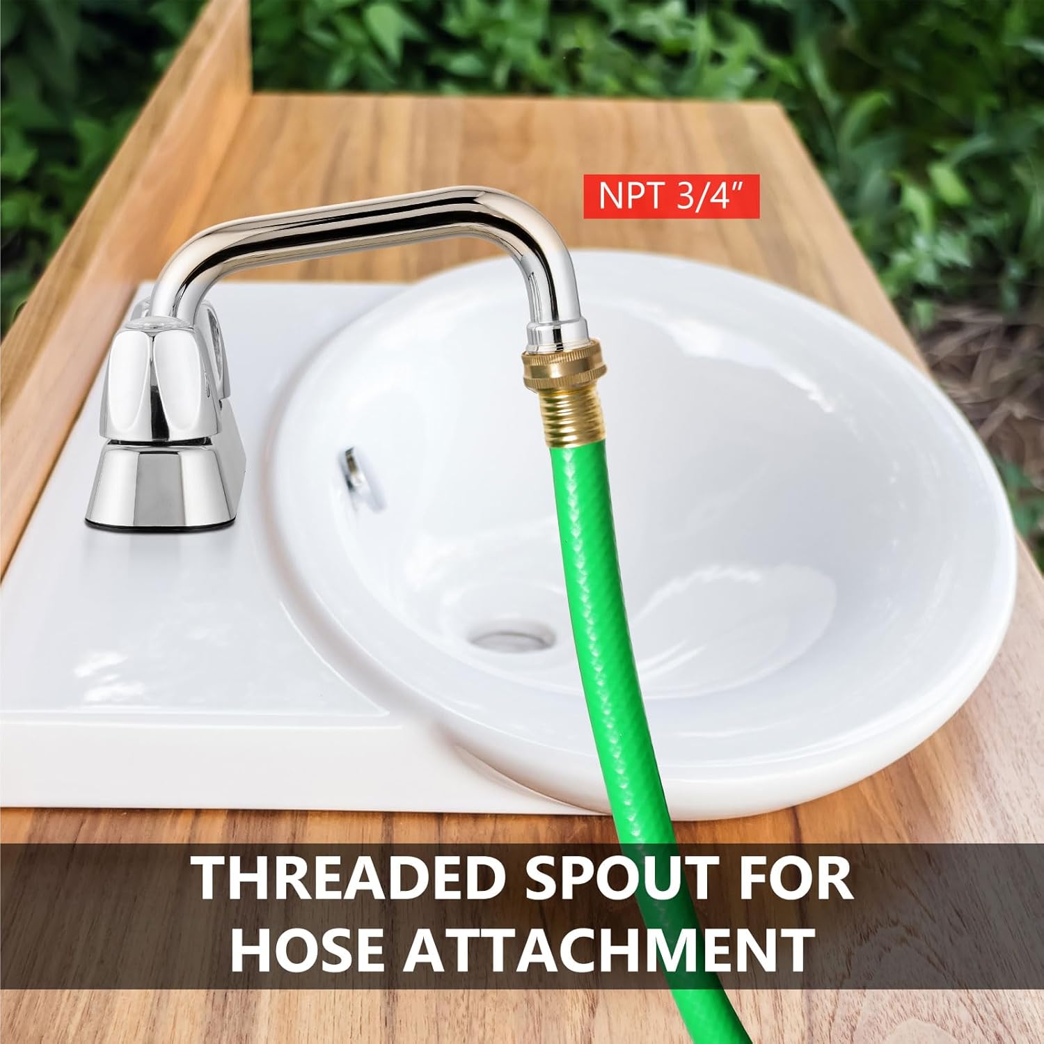 2 Handles Utility Laundry Sink Faucet 4 Inch Centerest with Swivel Spout and NPT3/4 Threaded End Polish Chrome - Image 7