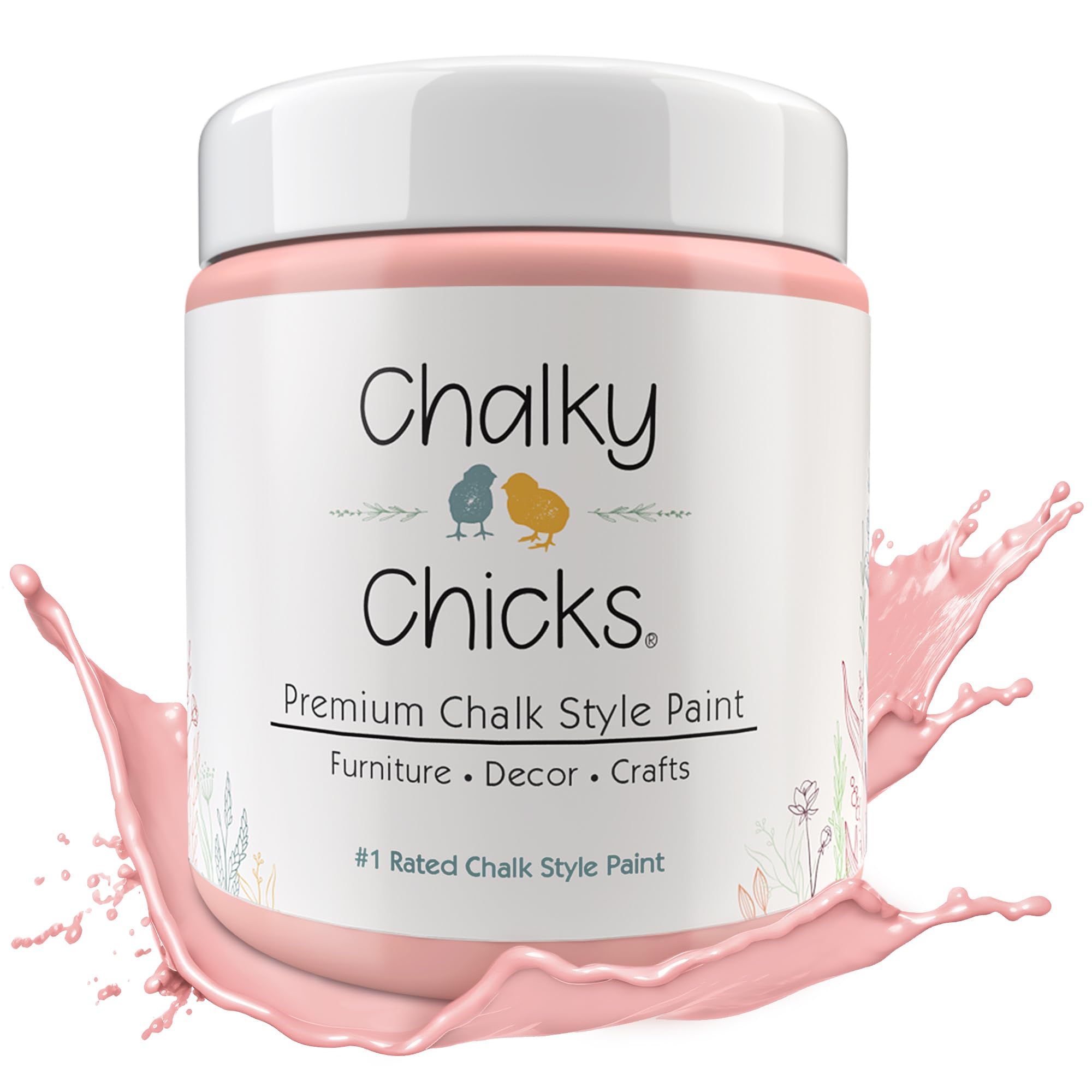 Chalky Chicks All-in-One Chalk Paint for Furniture or Cabinet - 16 Fl Oz - Matte Finish Sweet 16 (Pink) for Metal, Wood Furniture Paint - No Sanding