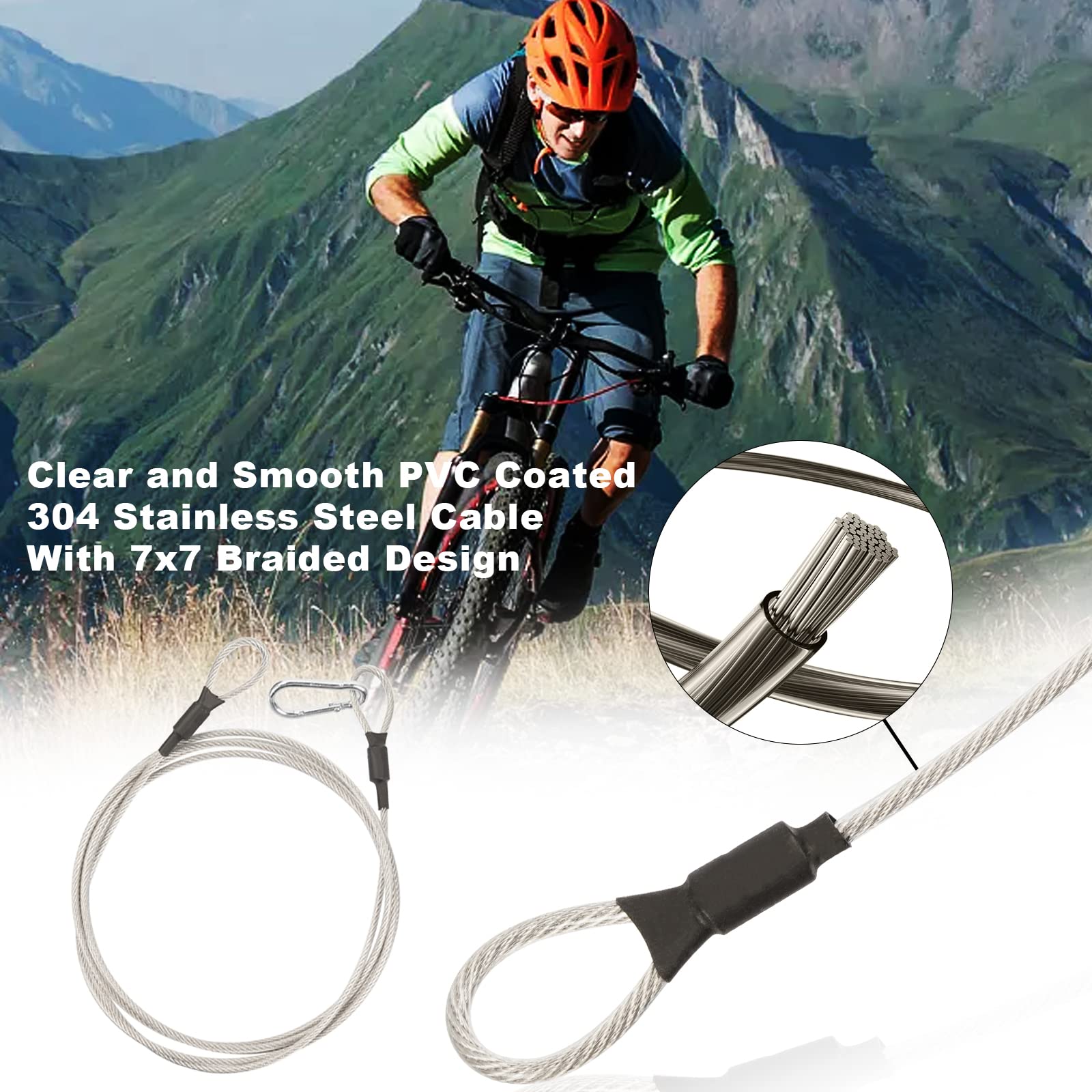 4er Set Stahlseil Mit Ösen – 3 Mm X 2 M, Edelstahl 304, PVC-beschichtet, 20 Kg Tragkraft, Für Garten, Fahrrad & Lichterketten