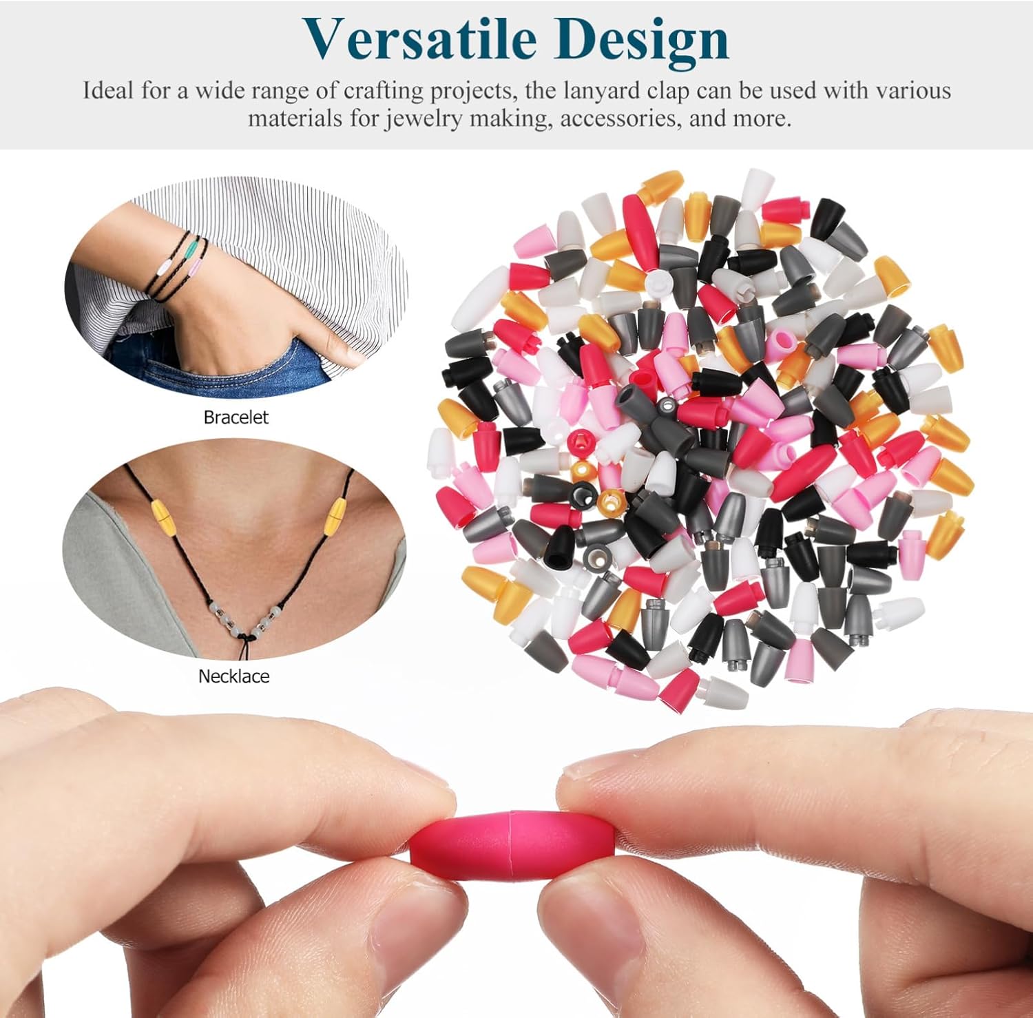 DOITOOL Breakaway Lanyard Clasps 100 Pcs Multi-Color Plastic Rope Buckles Safety Clips for Kids Jewelry Making Backpack Connectors 0.94X0.31 Inch - Image 2